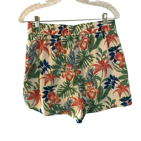 C & C California Shorts Tropical Print Linen Blend Elastic Back Sz 8 Colorful - Picture 5 of 13